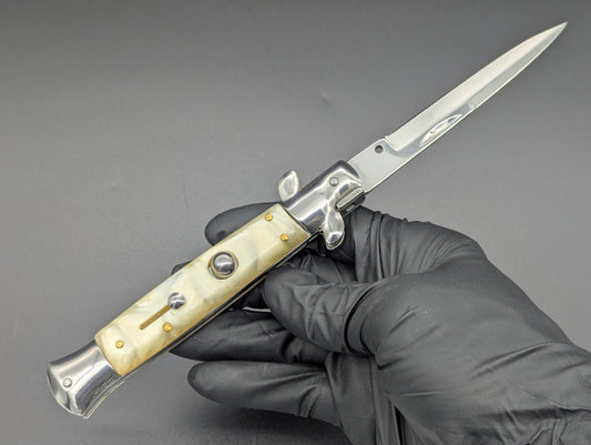 9" WHITE PEARL BAYO BLADE ITALIAN STYLE STILETTO