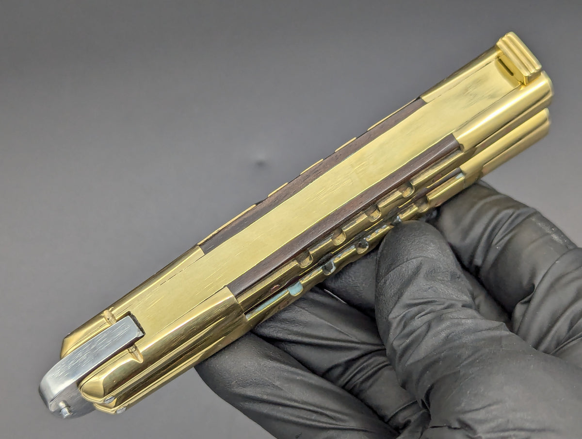 9" SOLID BRASS FHM KALAPKUP HEAVYWEIGHT BALISONG BROWN