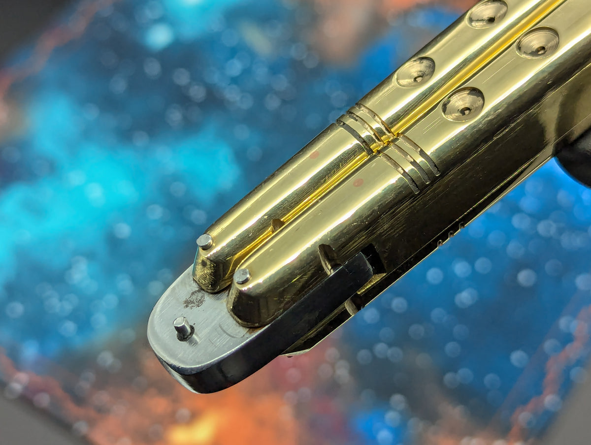 11" Gut Hook Clip Blade Ultra Heavy Brass FHM Balisong
