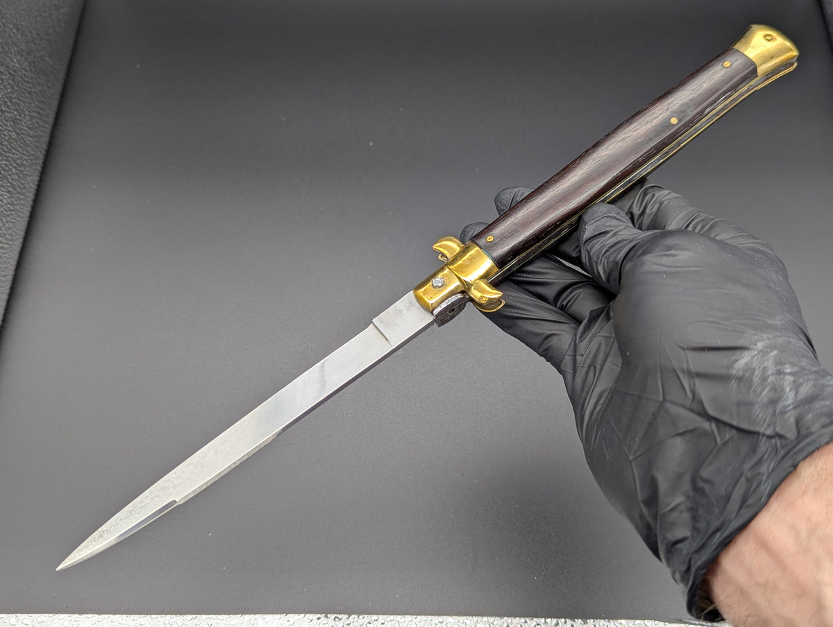 Vintage 13" VIRGINIA Wood & Brass Italian Stiletto Swedge Blade