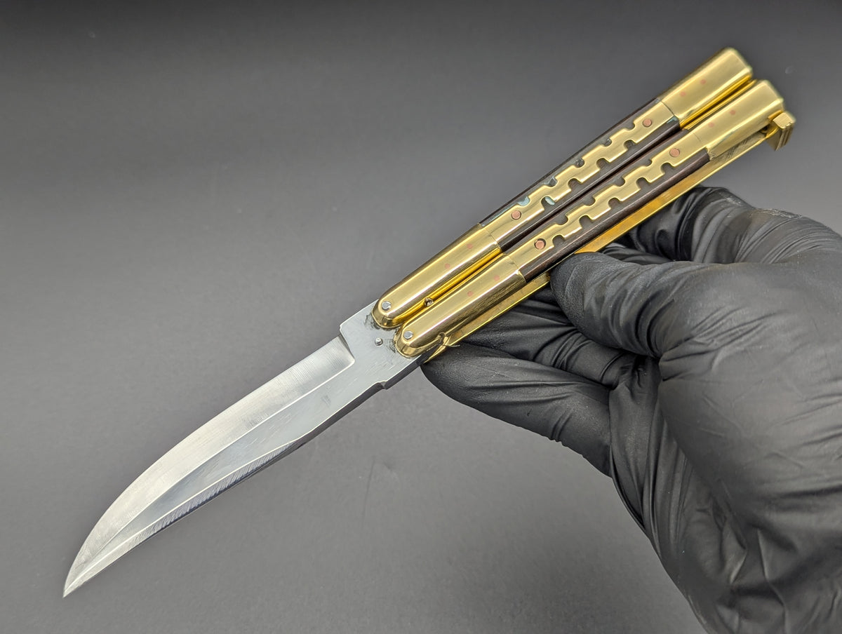 9" SOLID BRASS FHM KALAPKUP HEAVYWEIGHT BALISONG BROWN