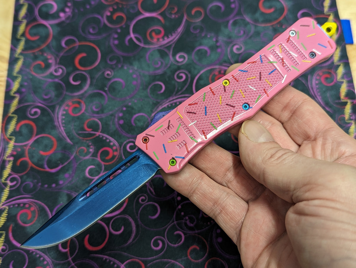8.25" PINK SPRINKLE CQB D/A OTF KNIFE