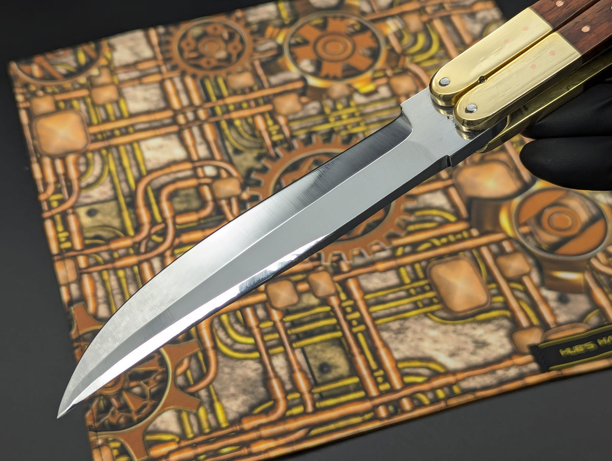 11" ABEST PHILIPPINES HANDMADE BALISONG RED WOOD SQUARED BRASS