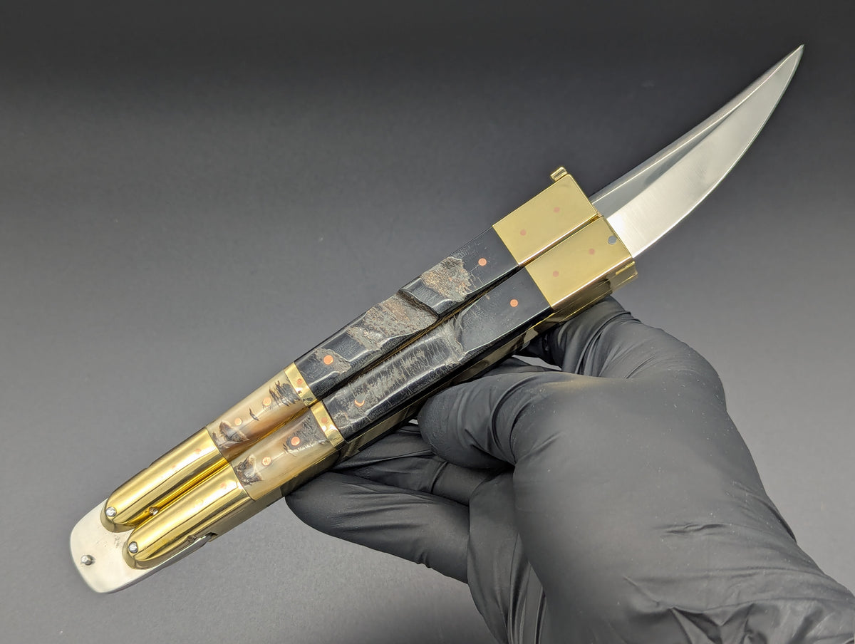 14.25" DOUBLE HORN BUSESE XL BLADE FHM BALISONG KNIFE