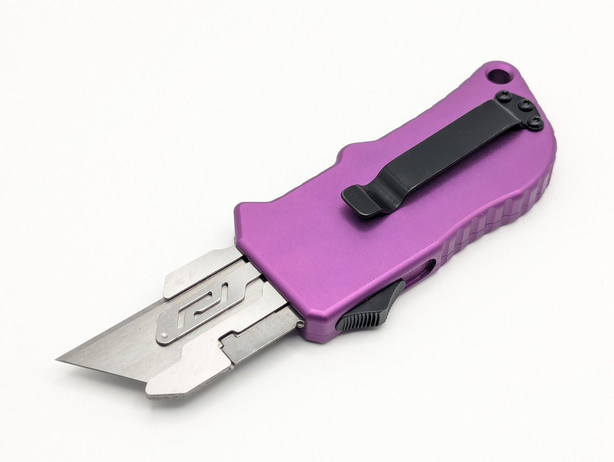 Purple Carbon Fiber D/A Box Cutter OTF Knife