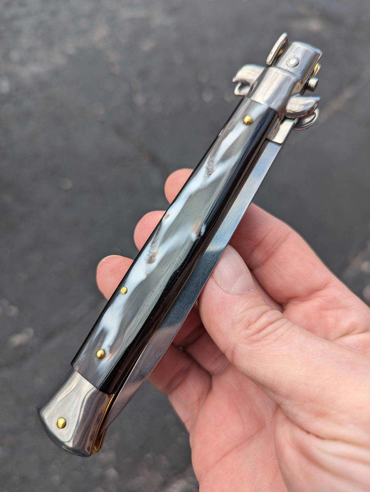 11" FRANK BELTRAME FAUX FLAMED HORN ITALIAN STILETTO BAYONET 1