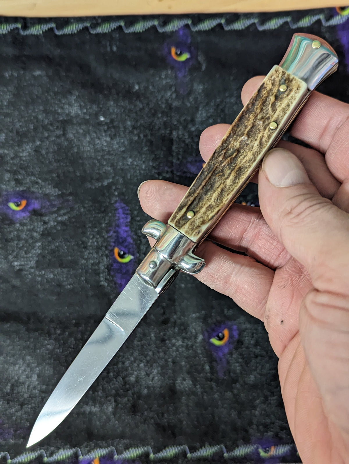 8" OL Stag Horn Flat Grind Handmade Italian Stiletto #3