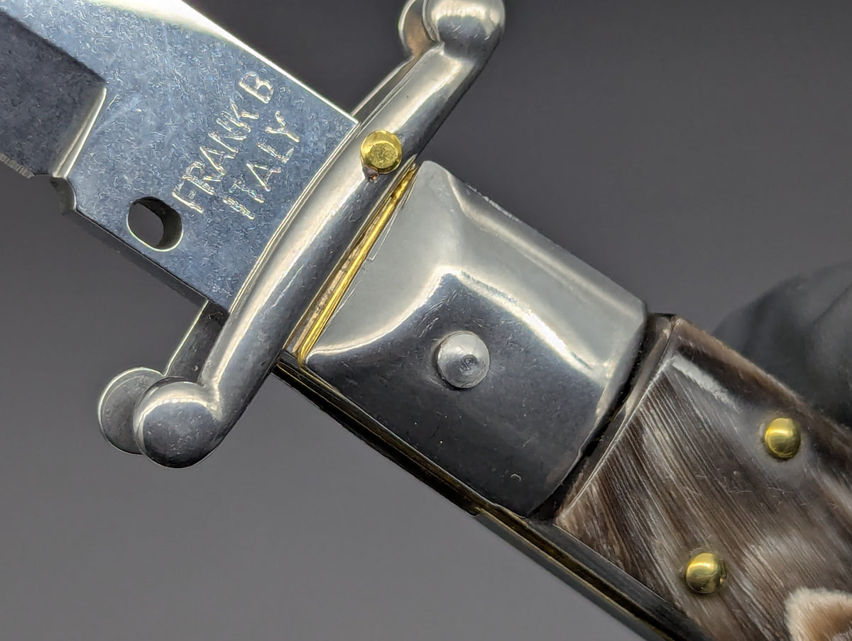 11" FRANK B DARK HORN ITALIAN SWINGUARD SWITCHBLADE KNIFE