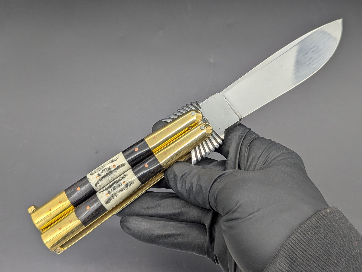 22CM TRIPLE STACK SCALE EAGLE FHM BALISONG KNIFE STRTBLD