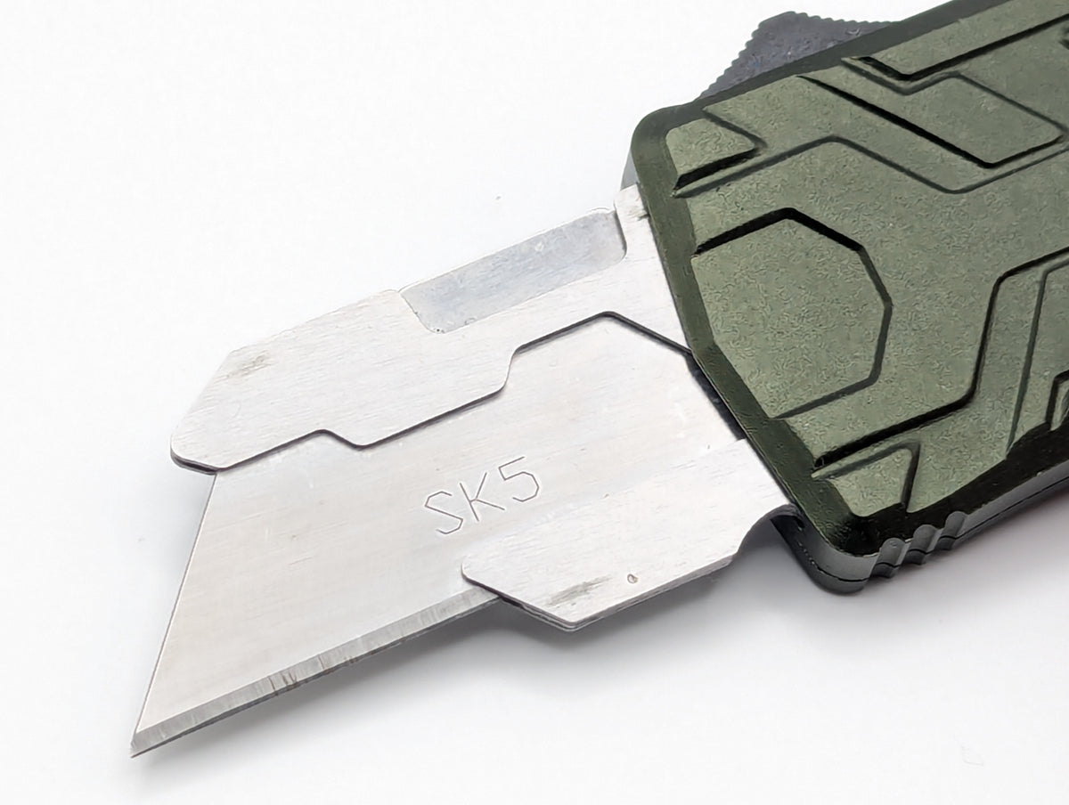 Green Molded Aluminum D/A Box Cutter OTF Knife