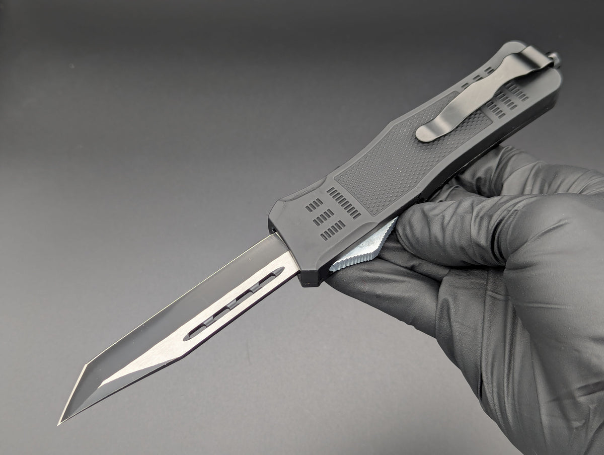 9" 2-Tone Black Tanto CQC OTF Automatic Knife