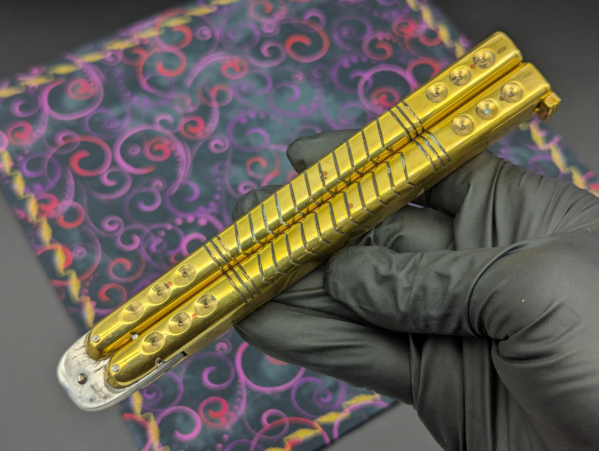 366 GRAM SOLID BRASS FHM BALISONG KNIFE "RAZOR"