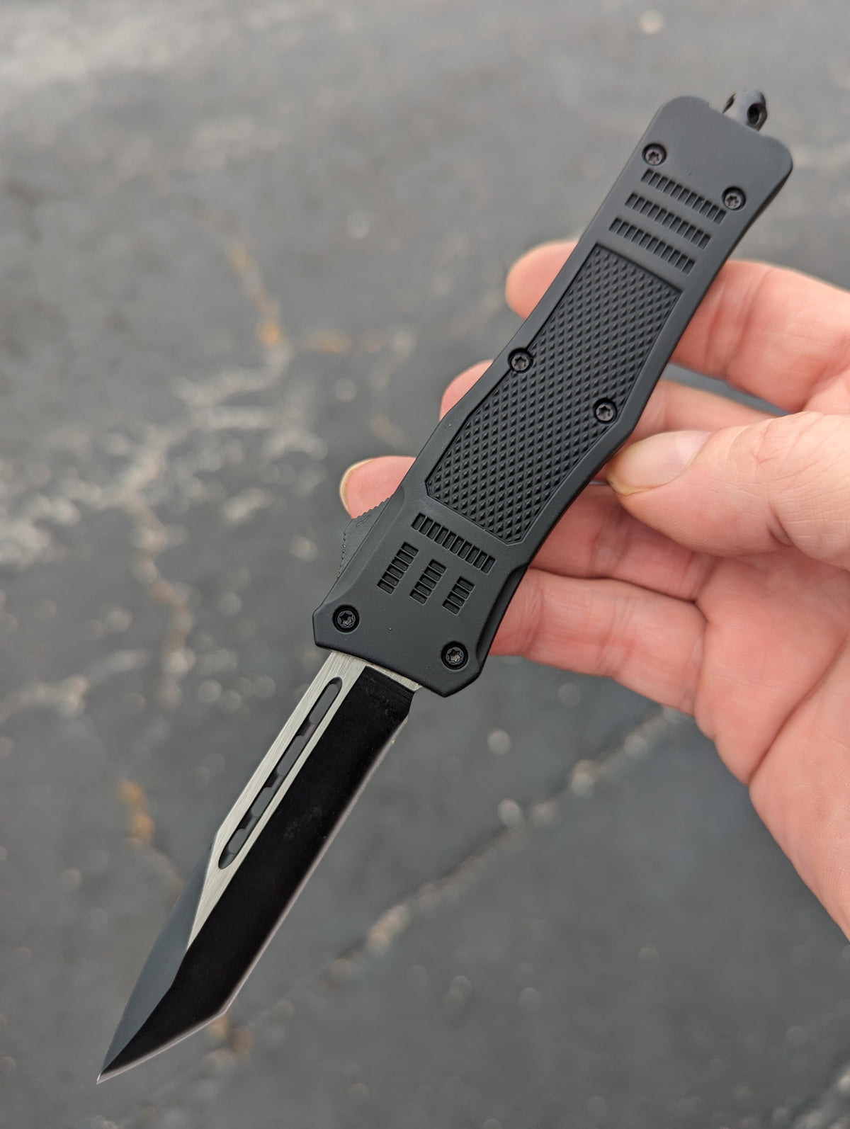 8.25" Tanto CQB OTF Automatic Knife Black Tactical