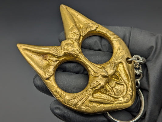 Solid Brass Cat Self Defense Keyring