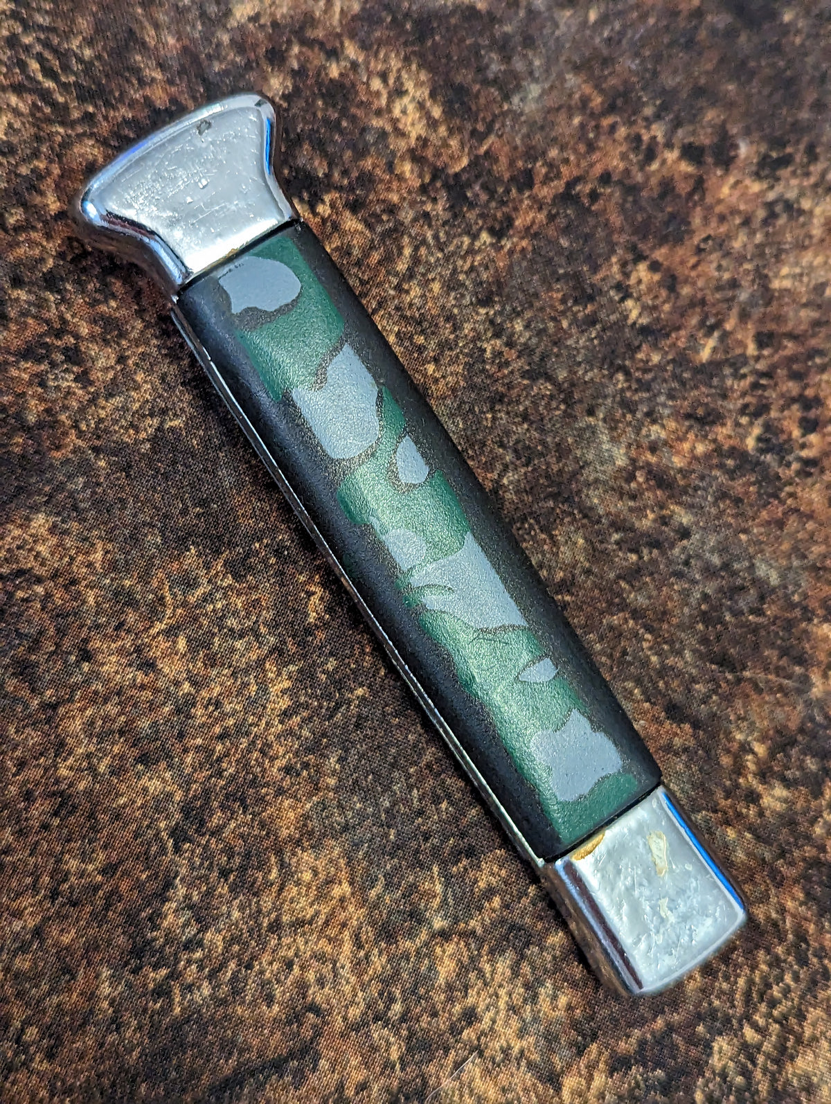 Vintage NATO MILITARY D/A OTF Knife Green Camo