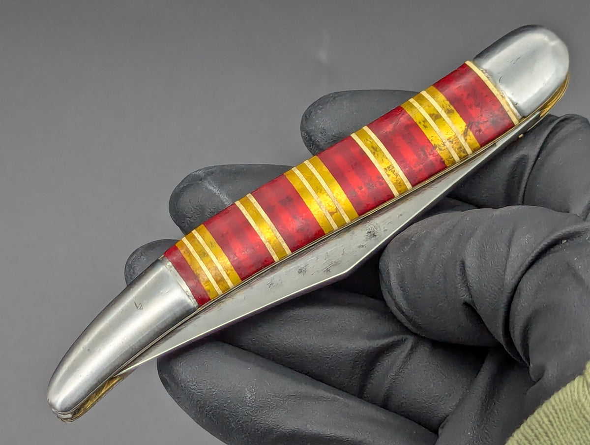 ANTIQUE HAMMER BRAND USA CANDY STRIPE SWITCHBLADE KNIFE