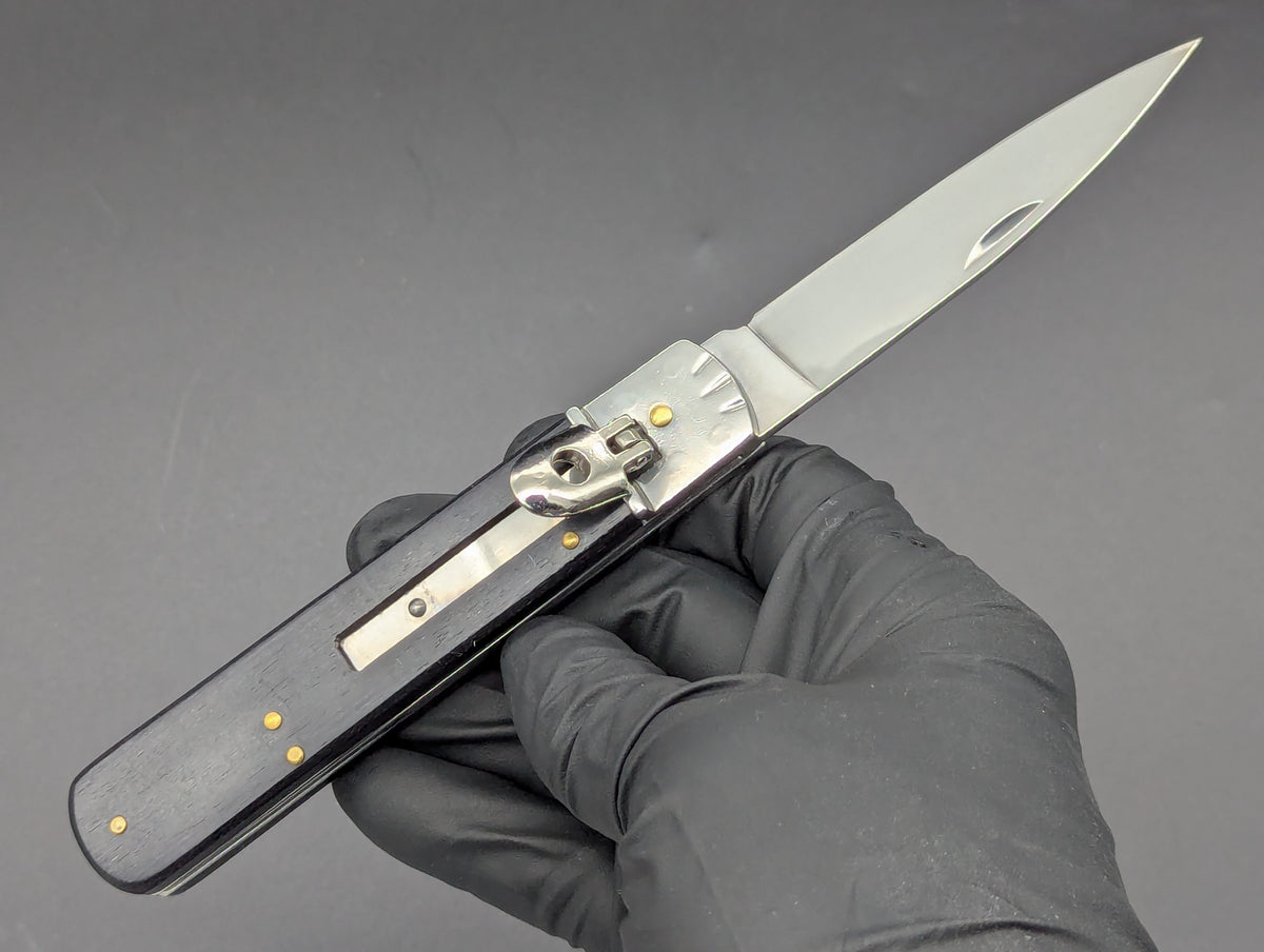 7.5" BLACK WOOD CLASSIC AUTOMATIC LEVERLOCK KNIFE