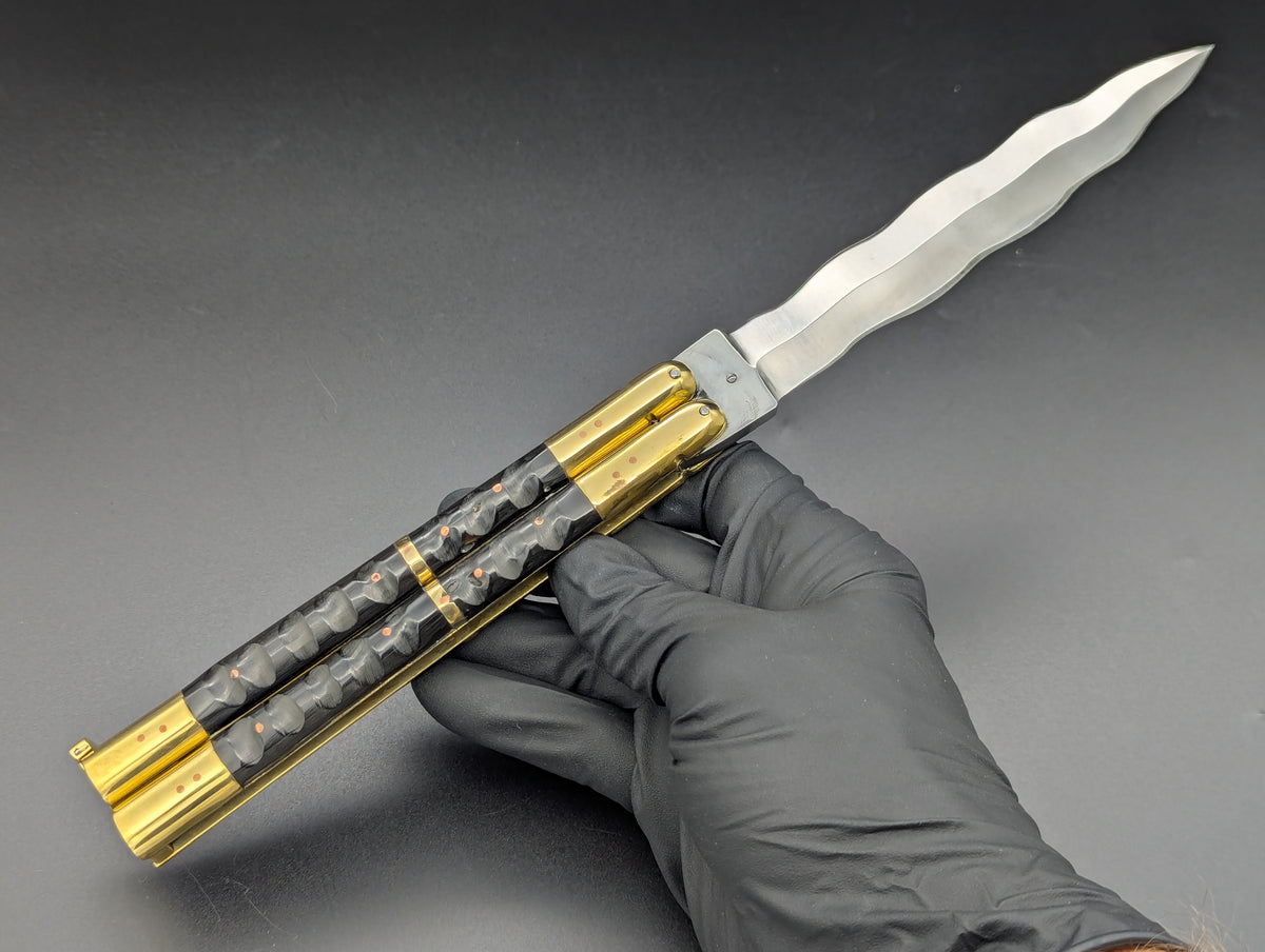 11" CARABAO HORN KRIS BLADE FHM BALISONG TEXTURED