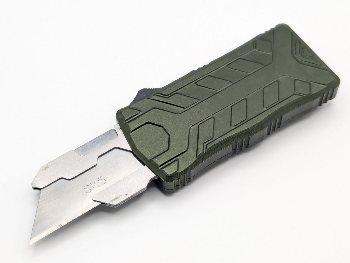 Green Molded Aluminum D/A Box Cutter OTF Knife
