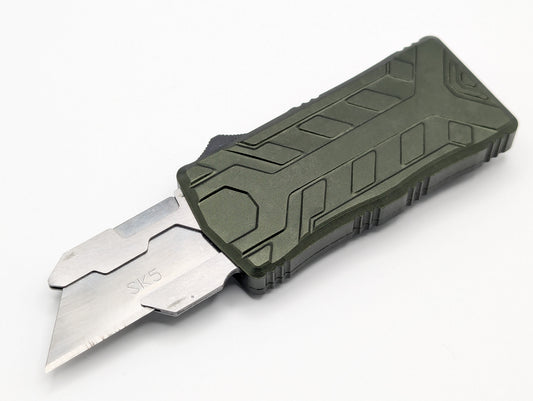 Green Molded Aluminum D/A Box Cutter OTF Knife