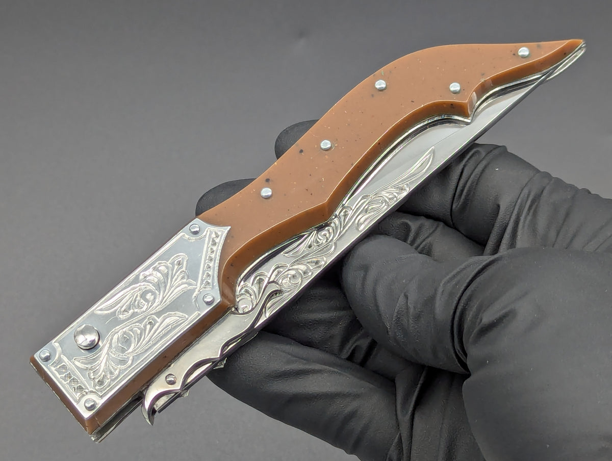 80's Soviet Era Russian Prison Engraved Swinguard Knife