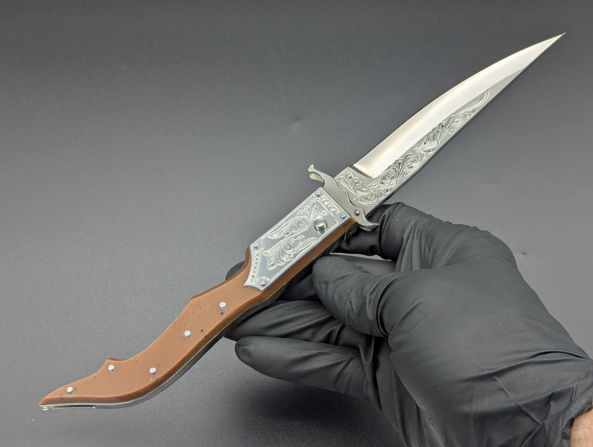 80's Soviet Era Russian Prison Engraved Swinguard Knife