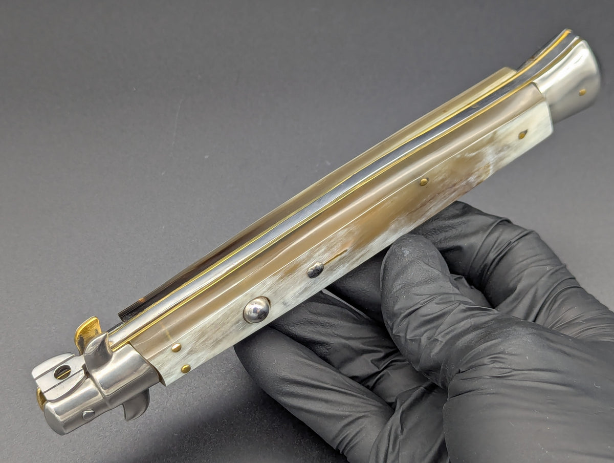 13" MANIAGO ITALY BLONDE HORN SWITCHBLADE ITALIAN STILETTO