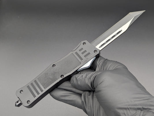 9" 2-Tone Black Tanto CQC OTF Automatic Knife