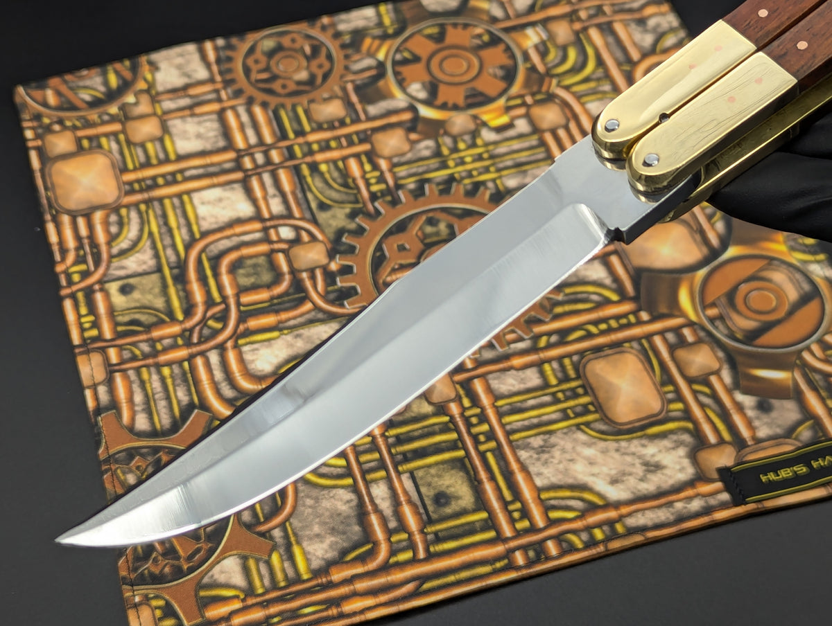 11" ABEST PHILIPPINES HANDMADE BALISONG RED WOOD SQUARED BRASS