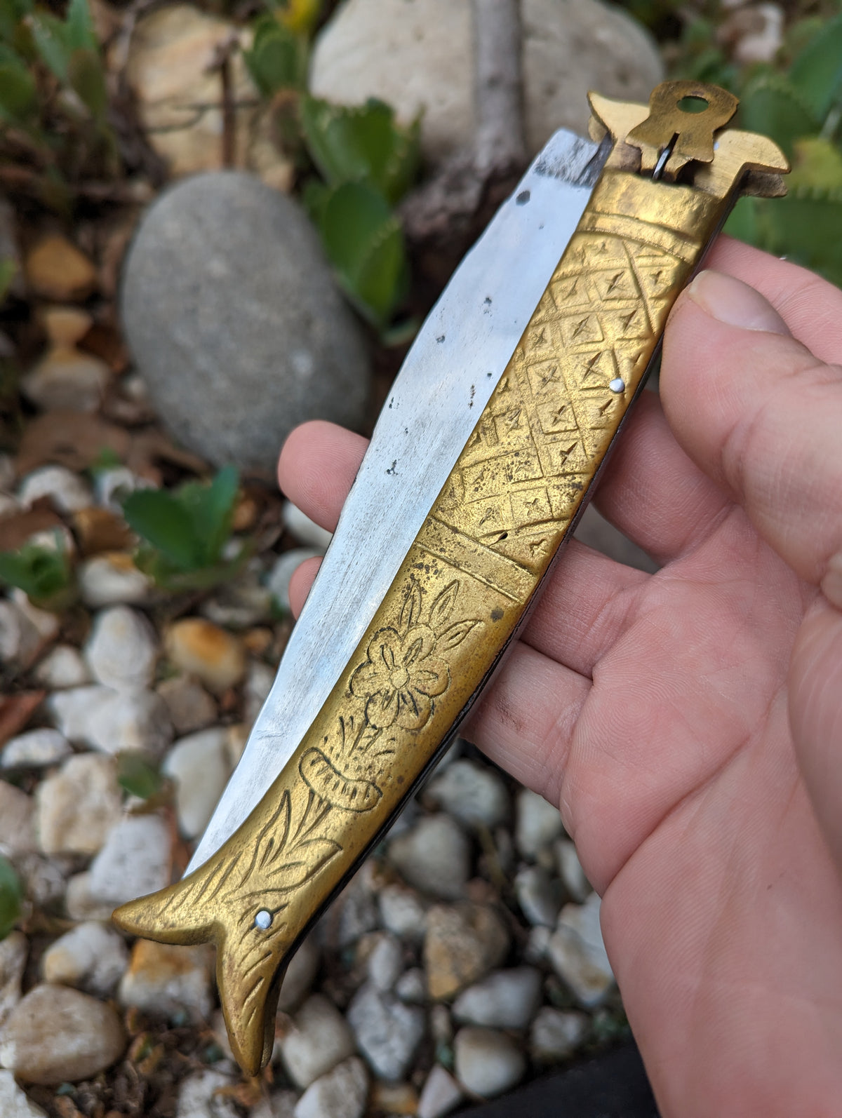 Large Vintage Brass Rampur Handmade Automatic Leverlock