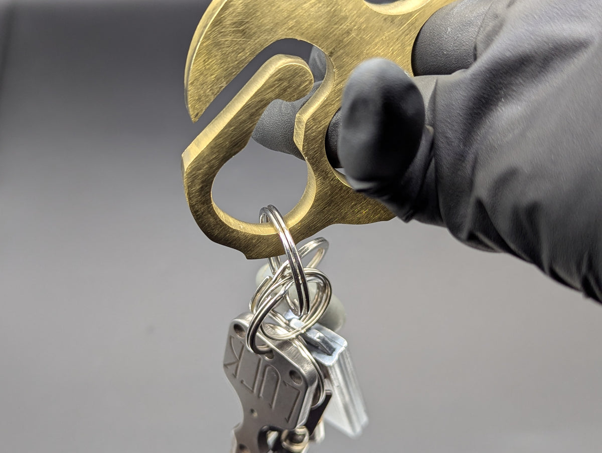 Solid Brass Keyring Belt Loop Knuckle Duster