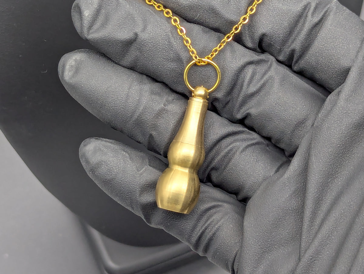22" Gold Magic Powder Urn Mini Spoon & Screw Top Jar EDC Necklace