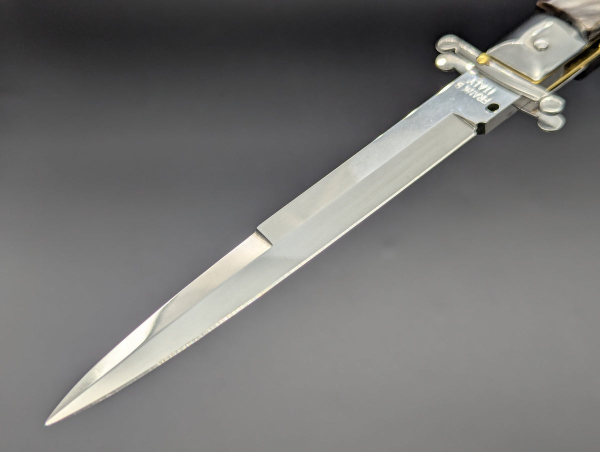 11" FRANK B DARK HORN ITALIAN SWINGUARD SWITCHBLADE KNIFE
