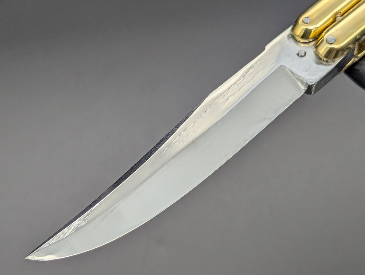 9" SOLID BRASS FHM KALAPKUP HEAVYWEIGHT BALISONG BROWN