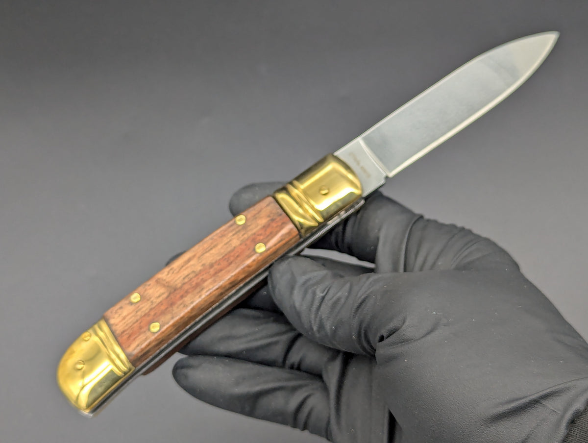 VITYAZ BRASS & WOOD LEVERLOCK SWITCHBLADE KNIFE