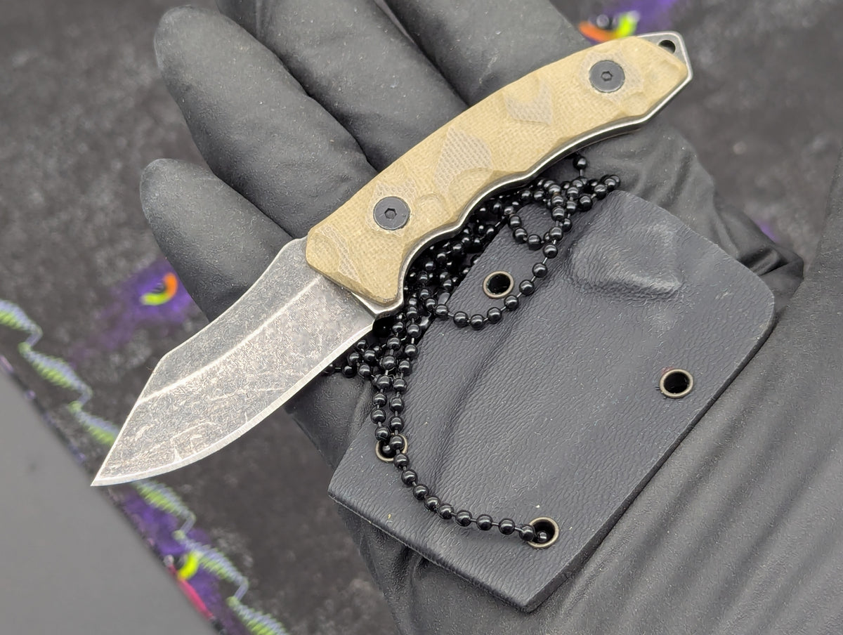4.75" FULL TANG G-10 DROP POINT NECK KNIFE