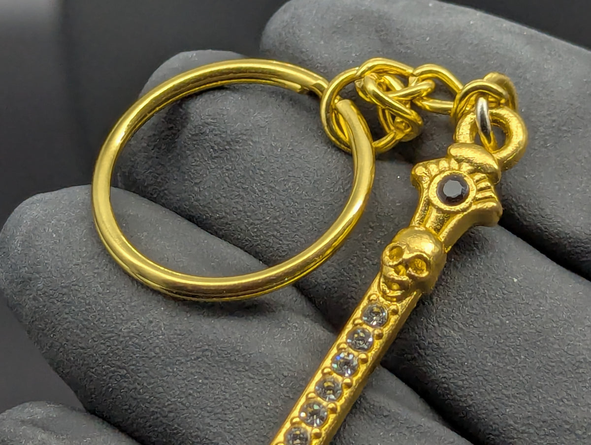 GOLD BLING SKULL MAGIC PARTY SPOON KEYRING