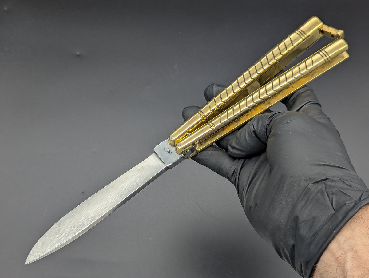 PHILIPPINES HANDMADE BALISONG SOLID BRASS HEAVYWEIGHT STRAIGHT BLADE