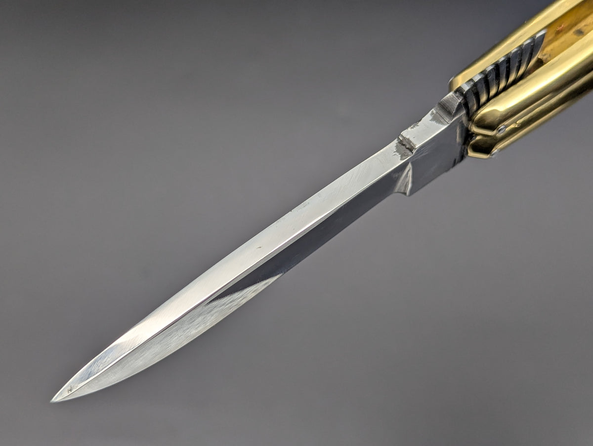 22cm PHILIPPINES HANDMADE EAGLE TANG BALISONG KNIFE BURNT BONE 2