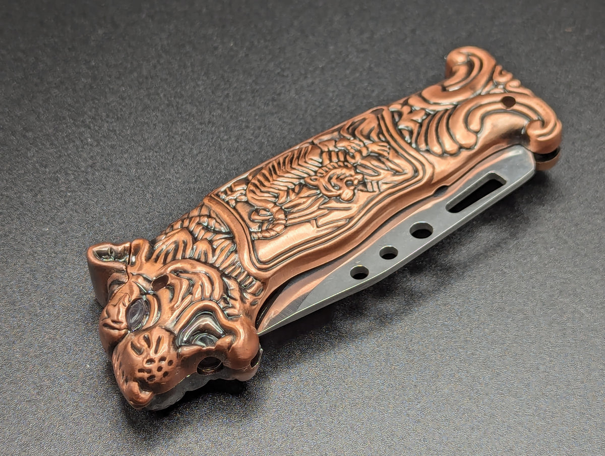 VINTAGE TIGER TORCH LIGHTER SWITCHBLADE KNIFE CP