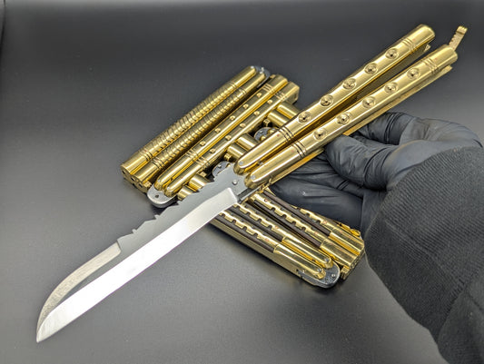 11" 354 GRAM HEAVYWEIGHT FHM BALISONG BRASS/ WHARNCLIFF