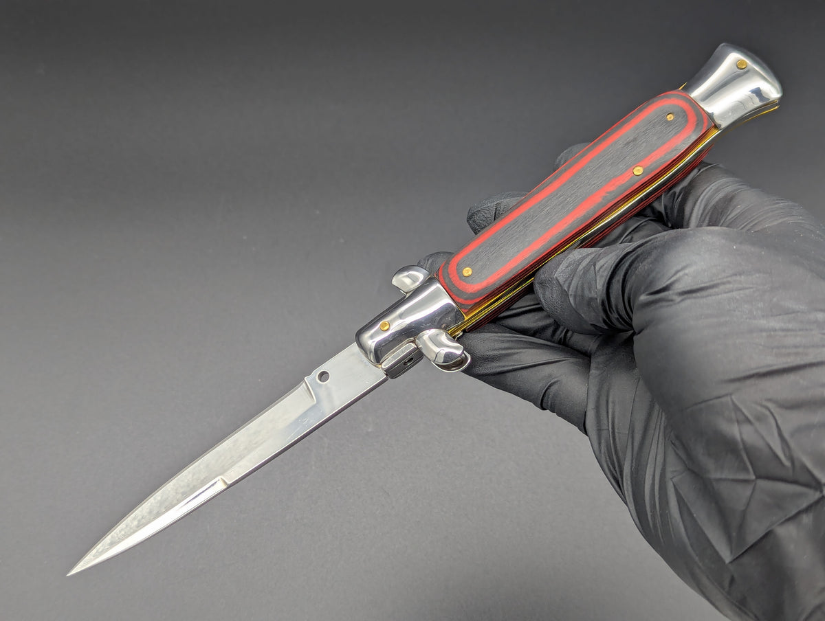9.5" RED & BLACK WOOD ITALIAN STYLE STILETTO