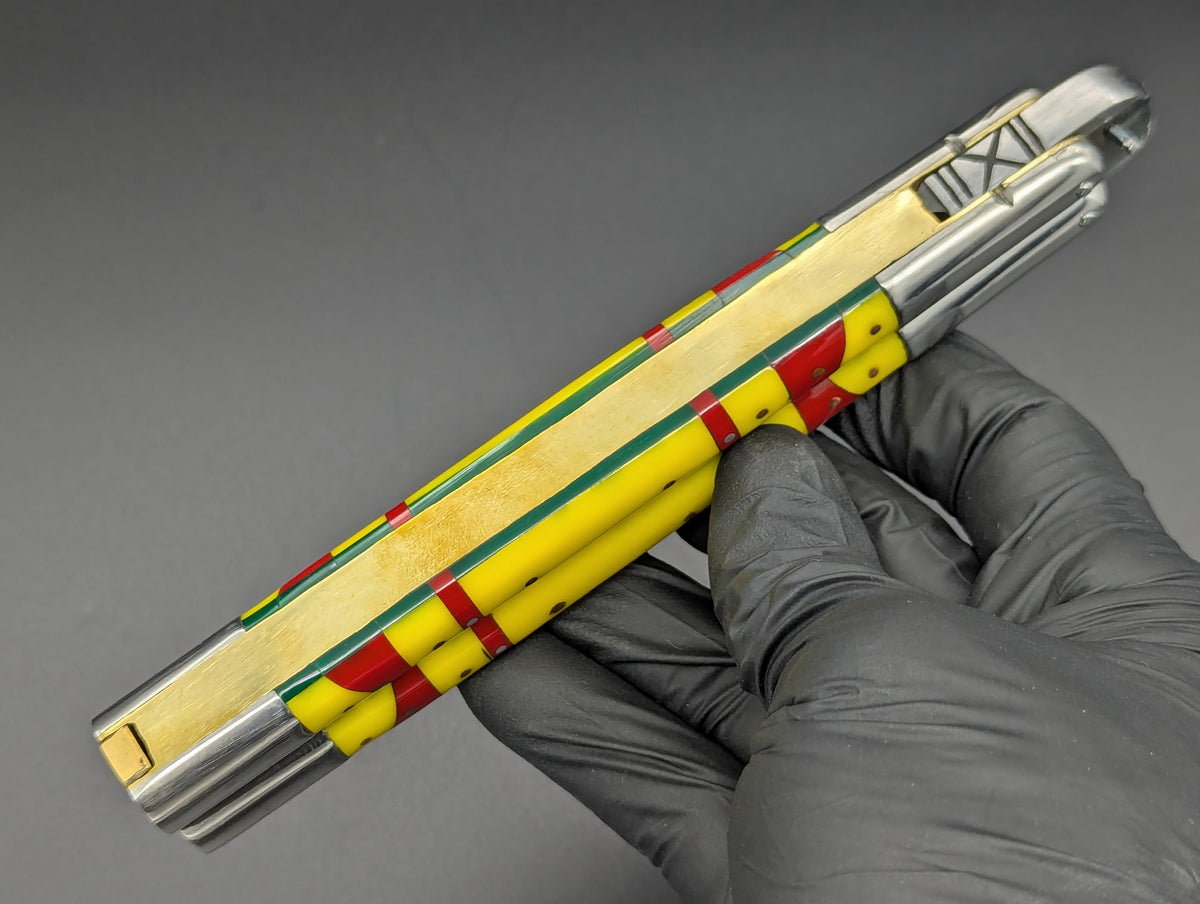 29cm 256g FIESTA STRAIGHT RAZOR FHM BALISONG YELLOW/ RED