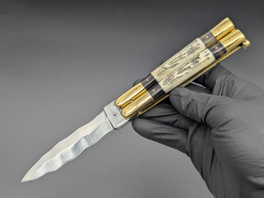 23cm TRIPLE HORN KRIS BLADE PHILIPPINES HANDMADE BALISONG BRASS