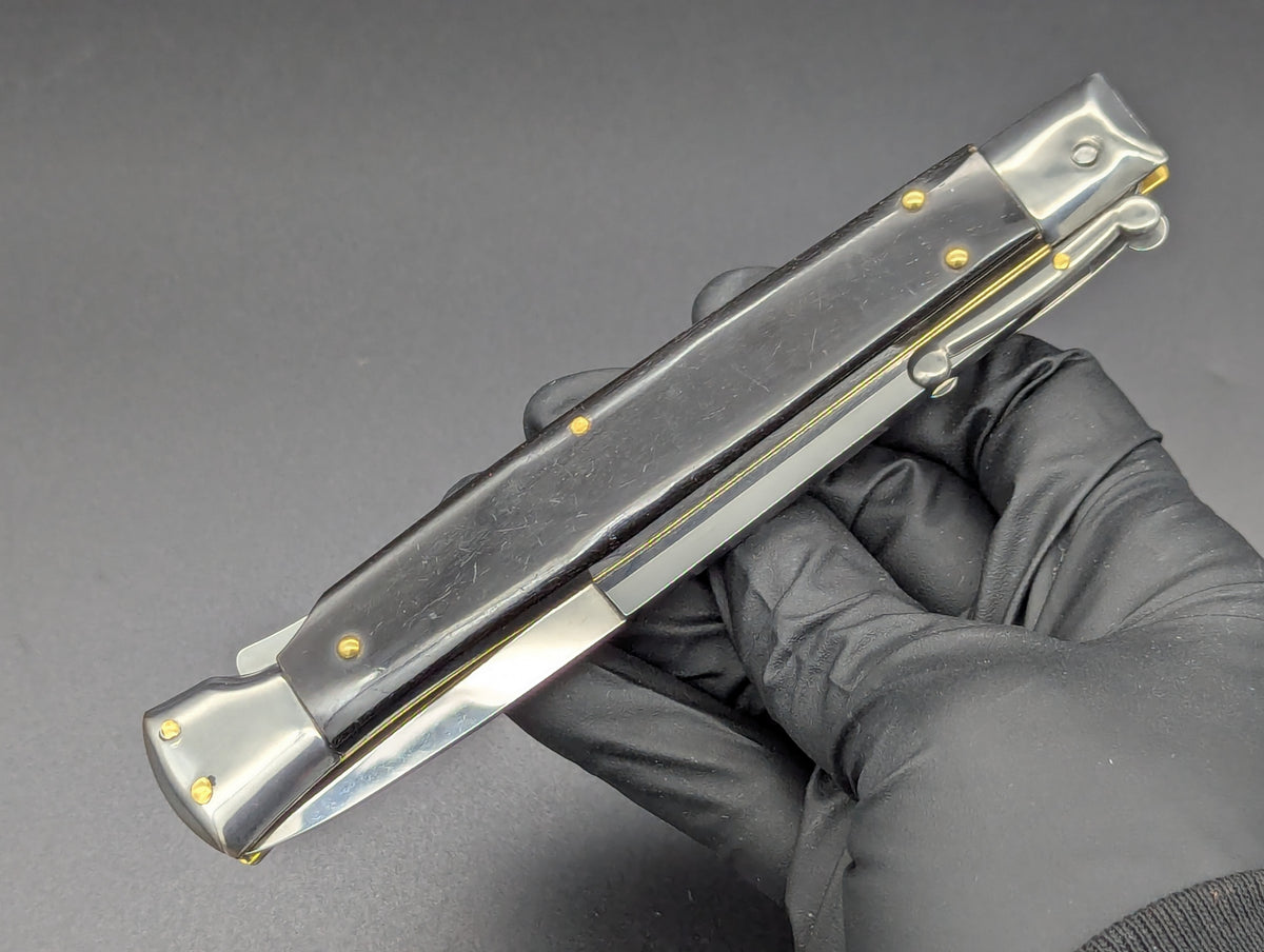 11" FRANK B DARK HORN ITALIAN SWINGUARD SWITCHBLADE KNIFE