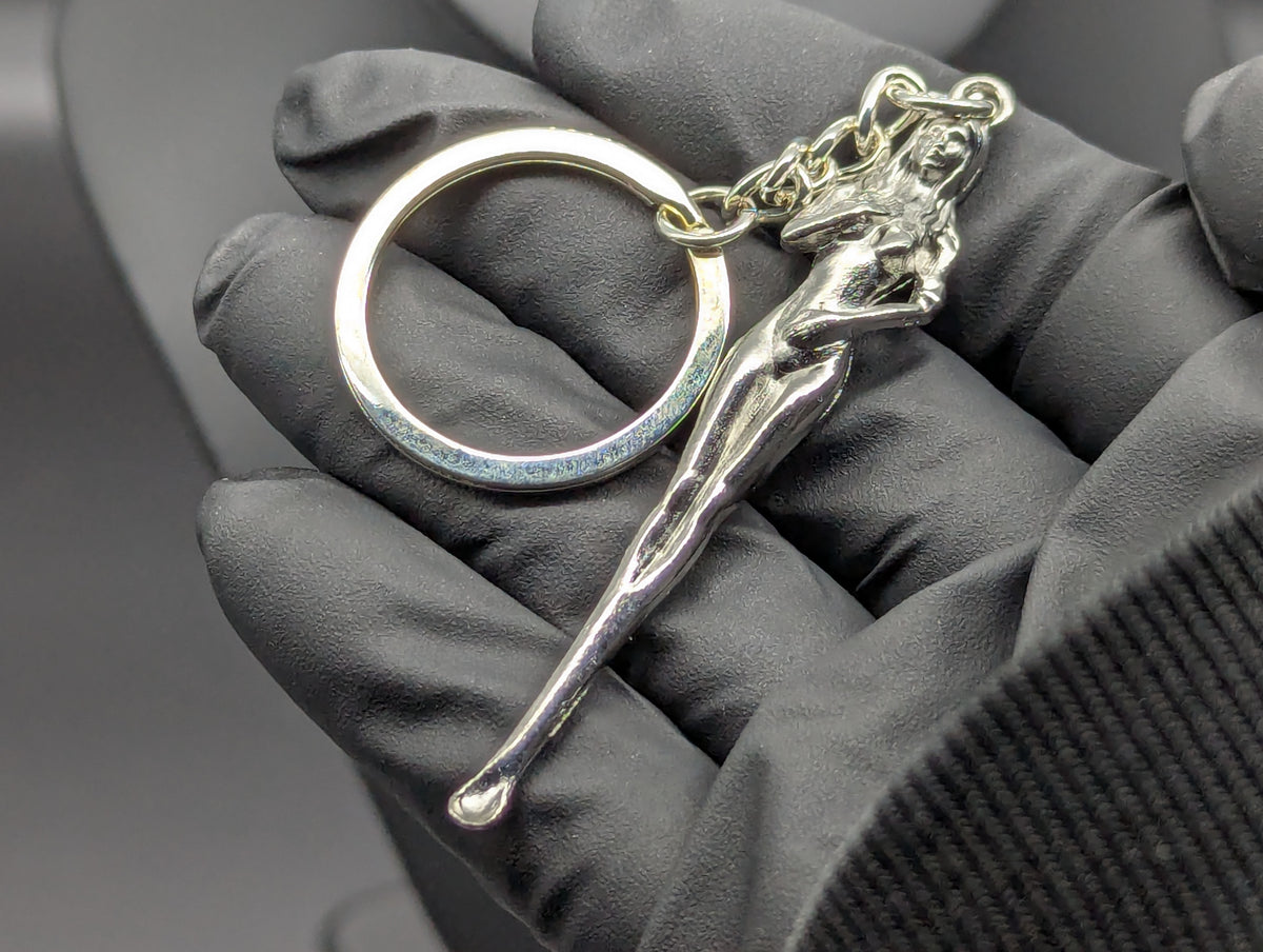SILVER BURLESQUE NUDIE TOOTSKI PARTY SPOON KEYRING