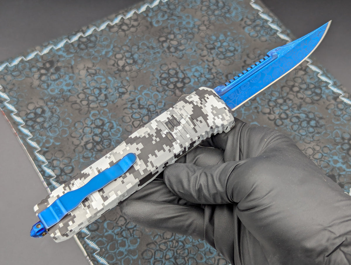 Urban Digi Camo Blue Hellhound D/A OTF Knife
