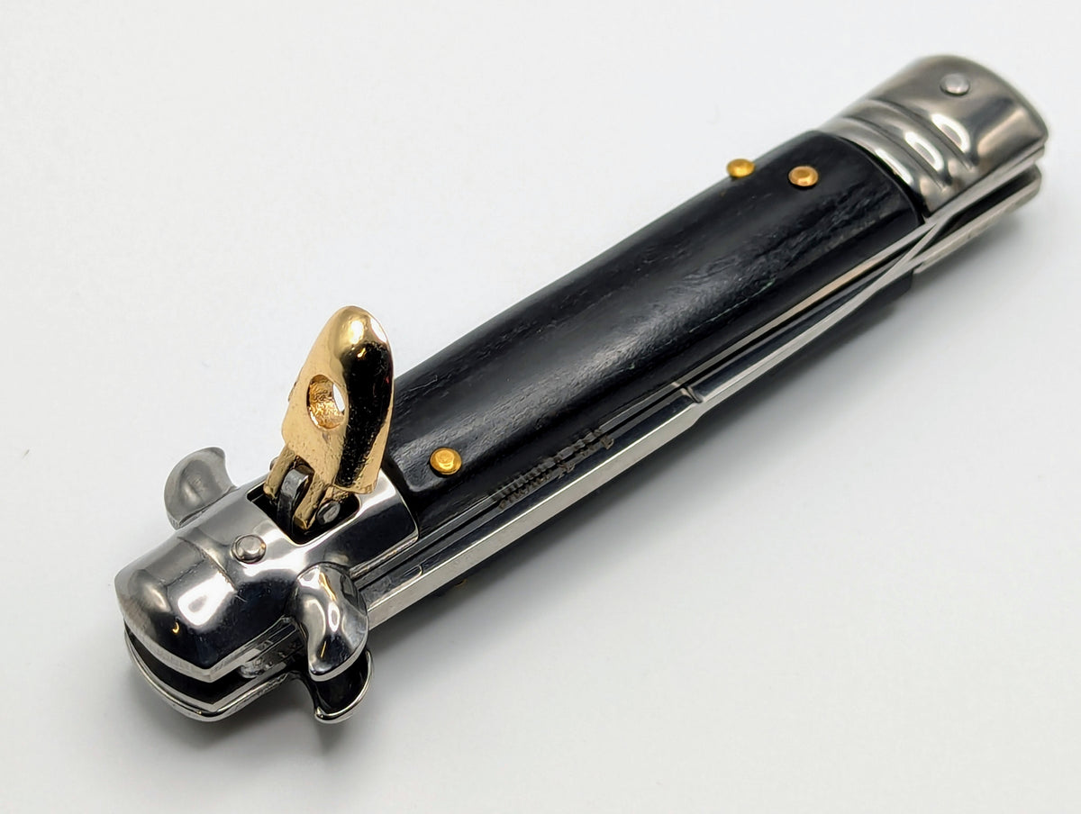 VITYAZ SLIMLINE BK WOOD LEVERLOCK SWITCHBLADE KNIFE