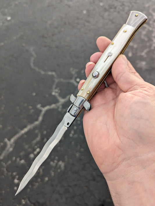 11" FRANK BELTRAME HONEY HORN KRIS BLADE ITALIAN STILETTO #2