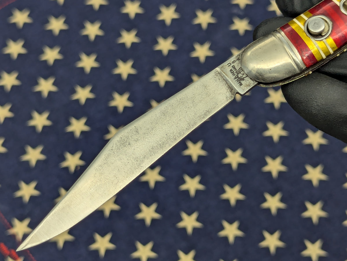 ANTIQUE HAMMER BRAND CANDY STRIPE TOOTHPICK SWITCHBLADE KNIFE